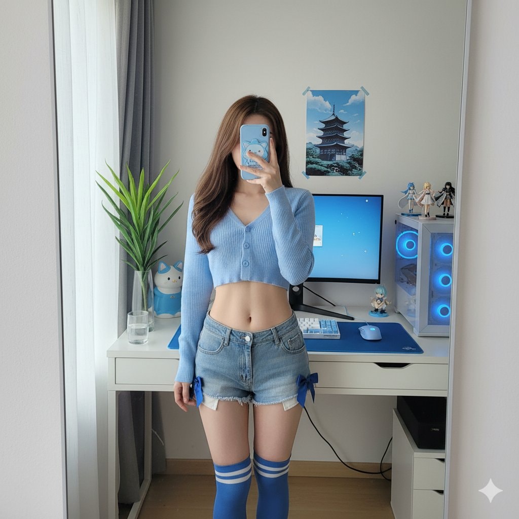 Detailed mirror-selfie room scene 生成效果示例