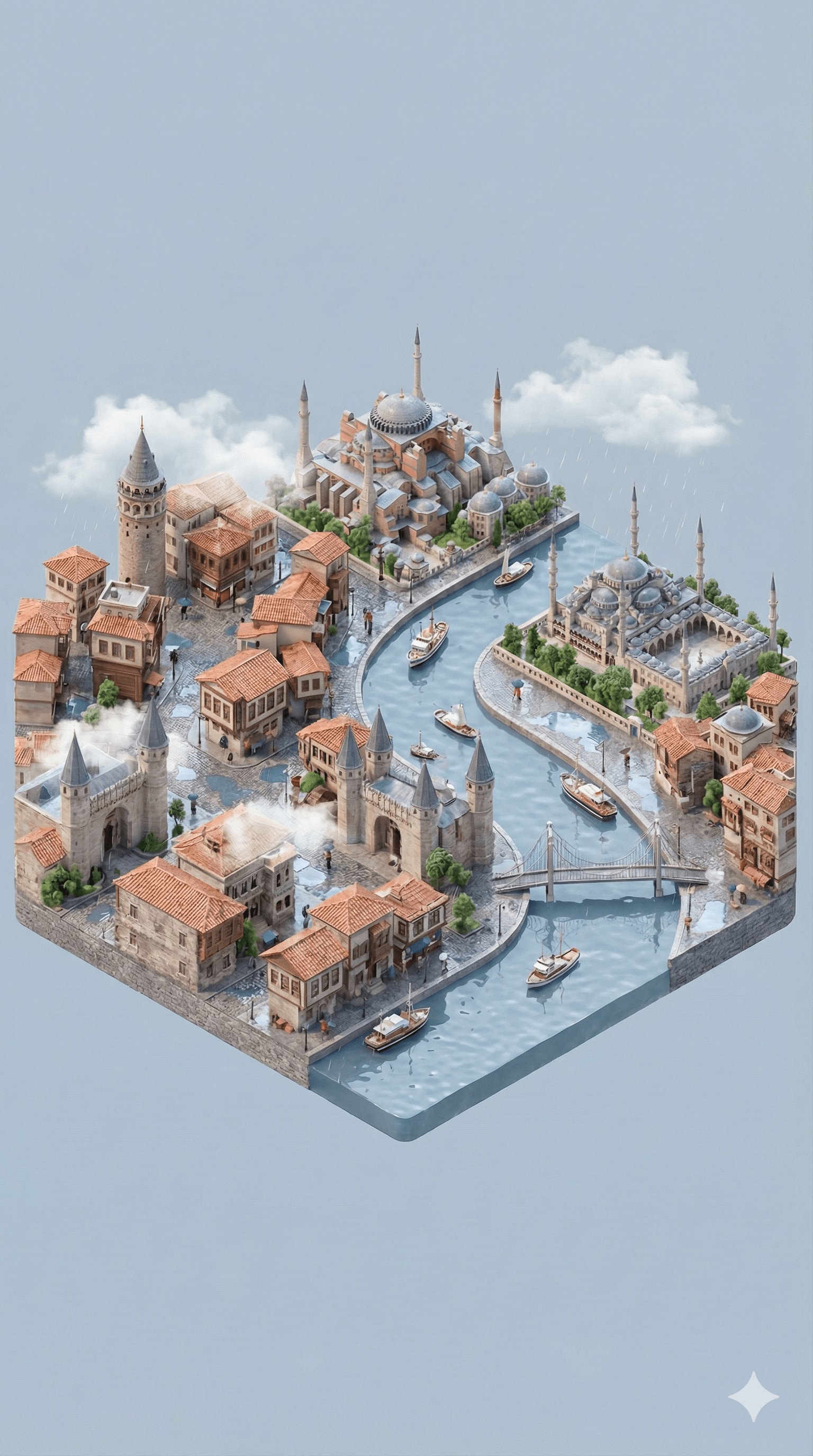 Isometric miniature 3D cartoon city scene 生成效果示例
