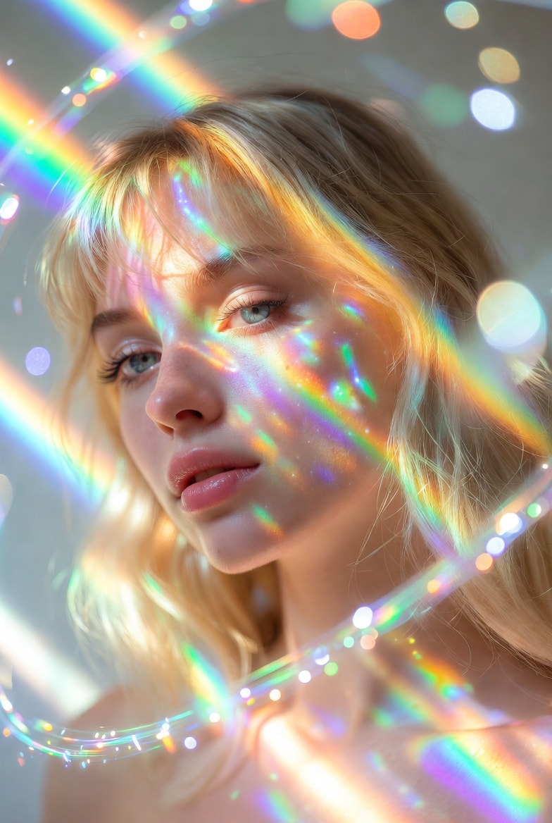 A blonde woman in a dreamy 生成效果示例