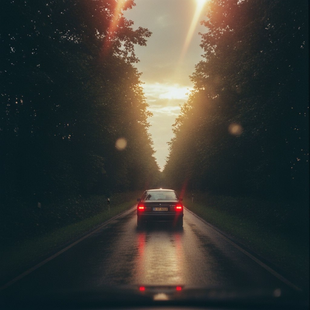Nostalgic Road Trip - Atmospheric 35mm Film Photograph Prompt 生成效果示例