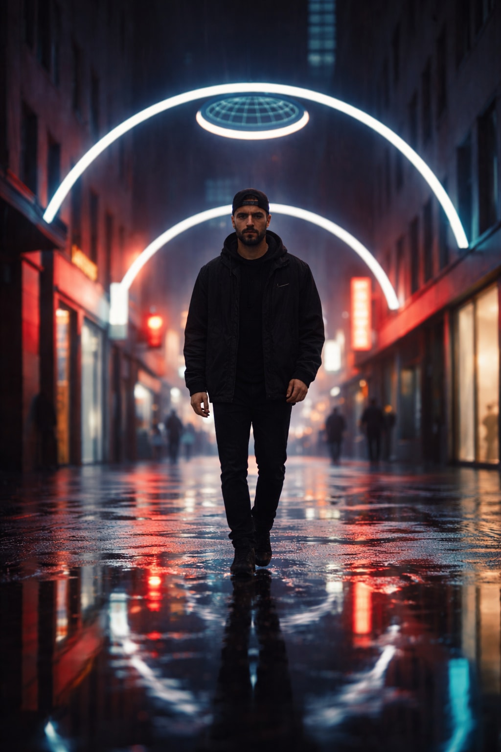 Cinematic Neon Alley – Urban Night Walk (Album Cover Style) 生成效果示例