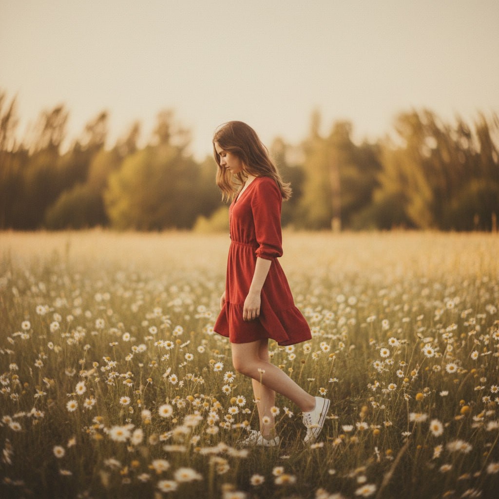 Dreamy Artistic Photograph of a Young Woman in a Meadow 生成效果示例
