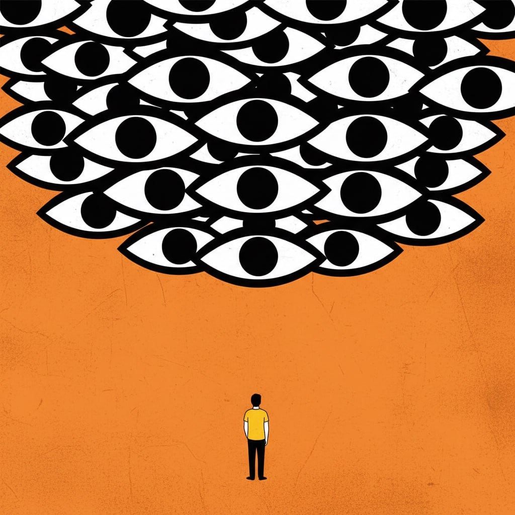 Minimalist Surveillance Illustration Prompt 生成效果示例