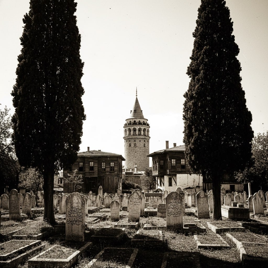 Vintage Black and White Photograph of Galata Tower 生成效果示例