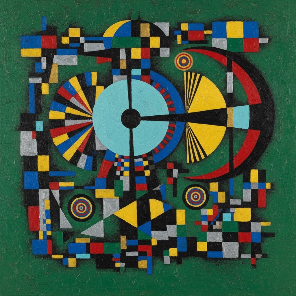 Abstract Geometric Art Prompt Inspired by Wassily Kandinsky 生成效果示例