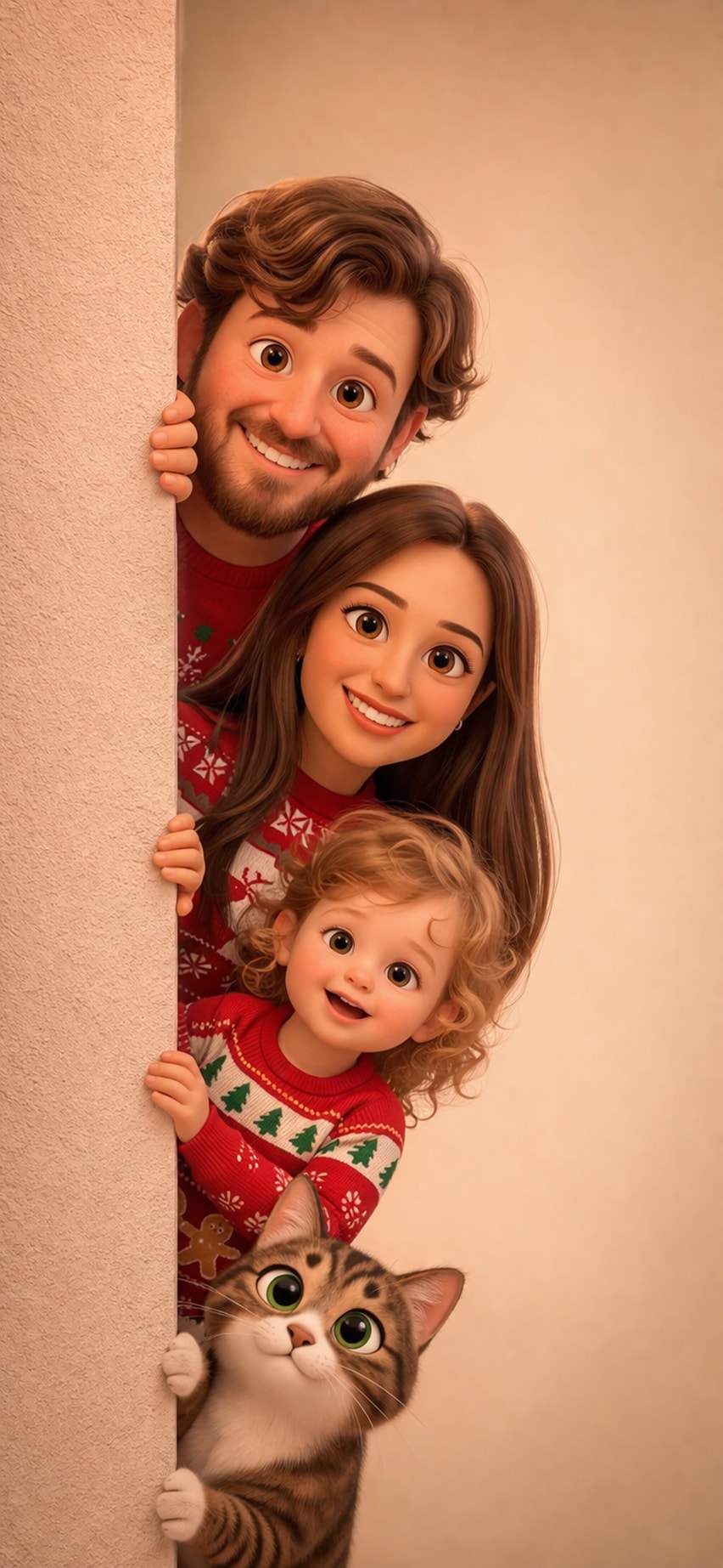 Pixar-Style Family Wallpaper Prompt 生成效果示例