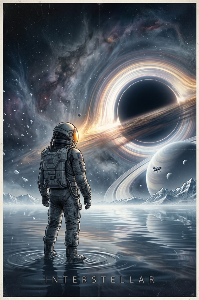Interstellar Movie Poster Illustration 生成效果示例