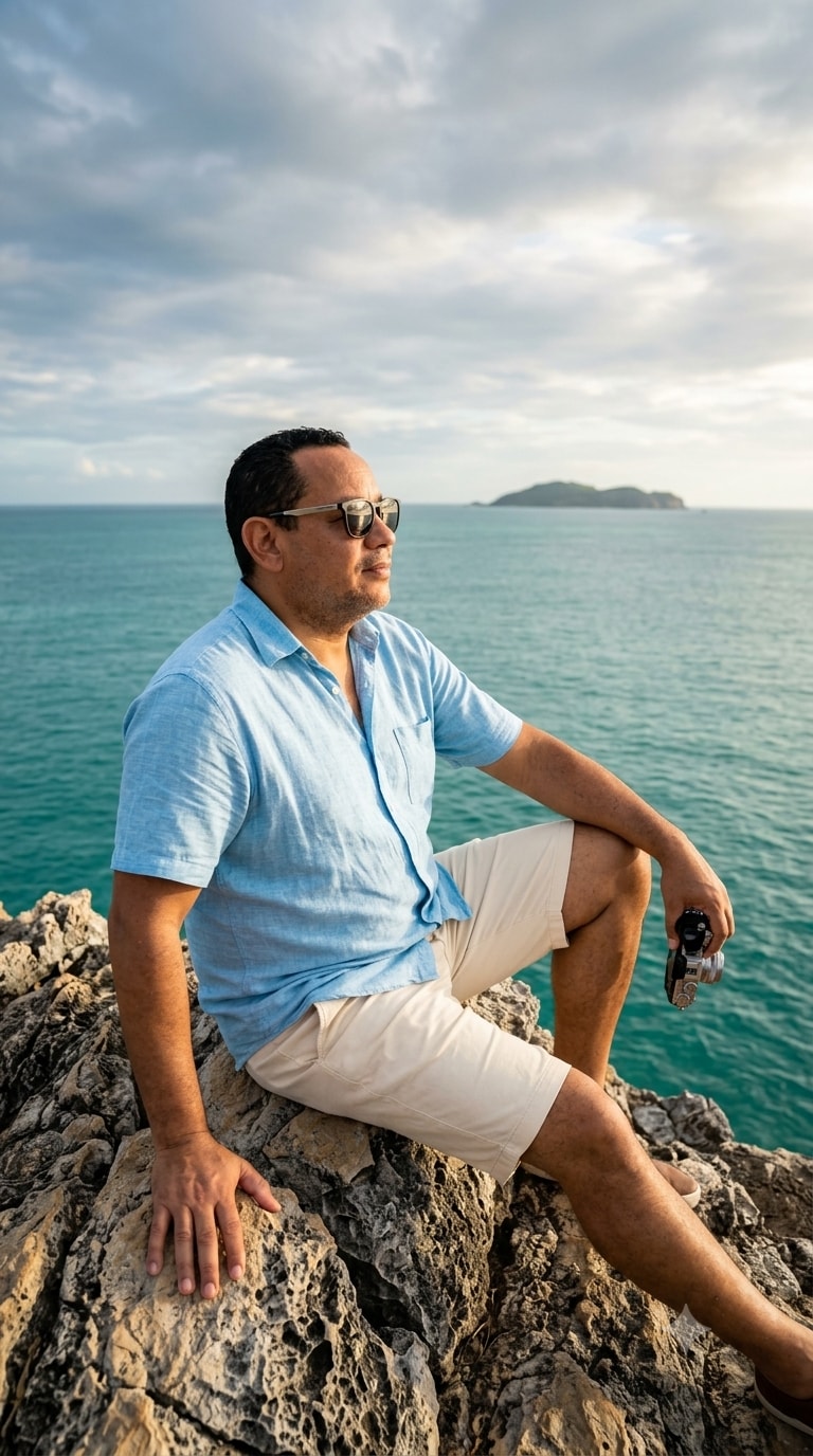Cinematic Cliffside Travel Portrait 生成效果示例
