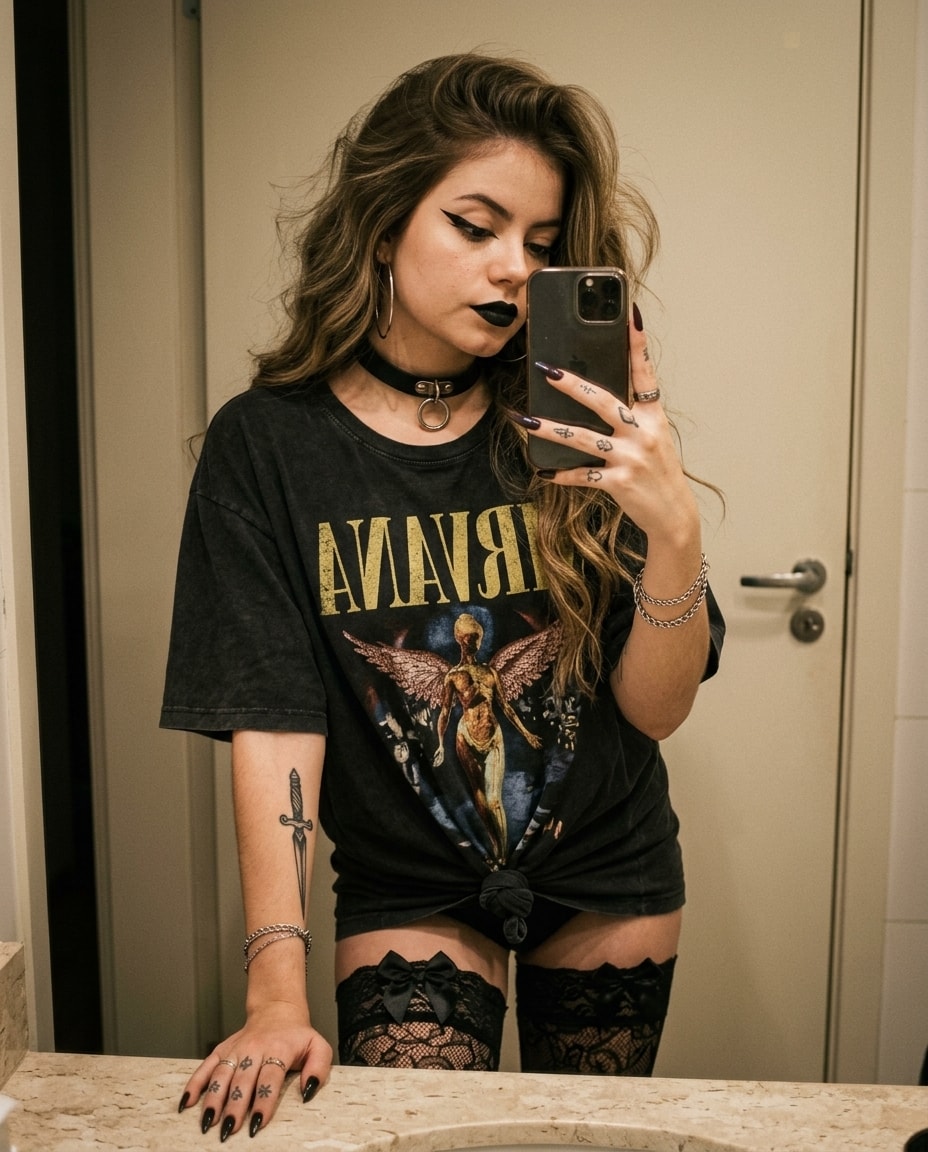 Grunge Vintage Mirror Selfie 生成效果示例