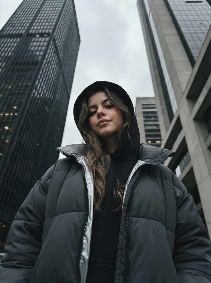 Gloomy Urban Skyscraper Portrait 生成效果示例