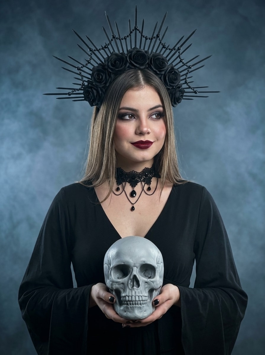 Mystical Gothic Skull Crown Portrait 生成效果示例