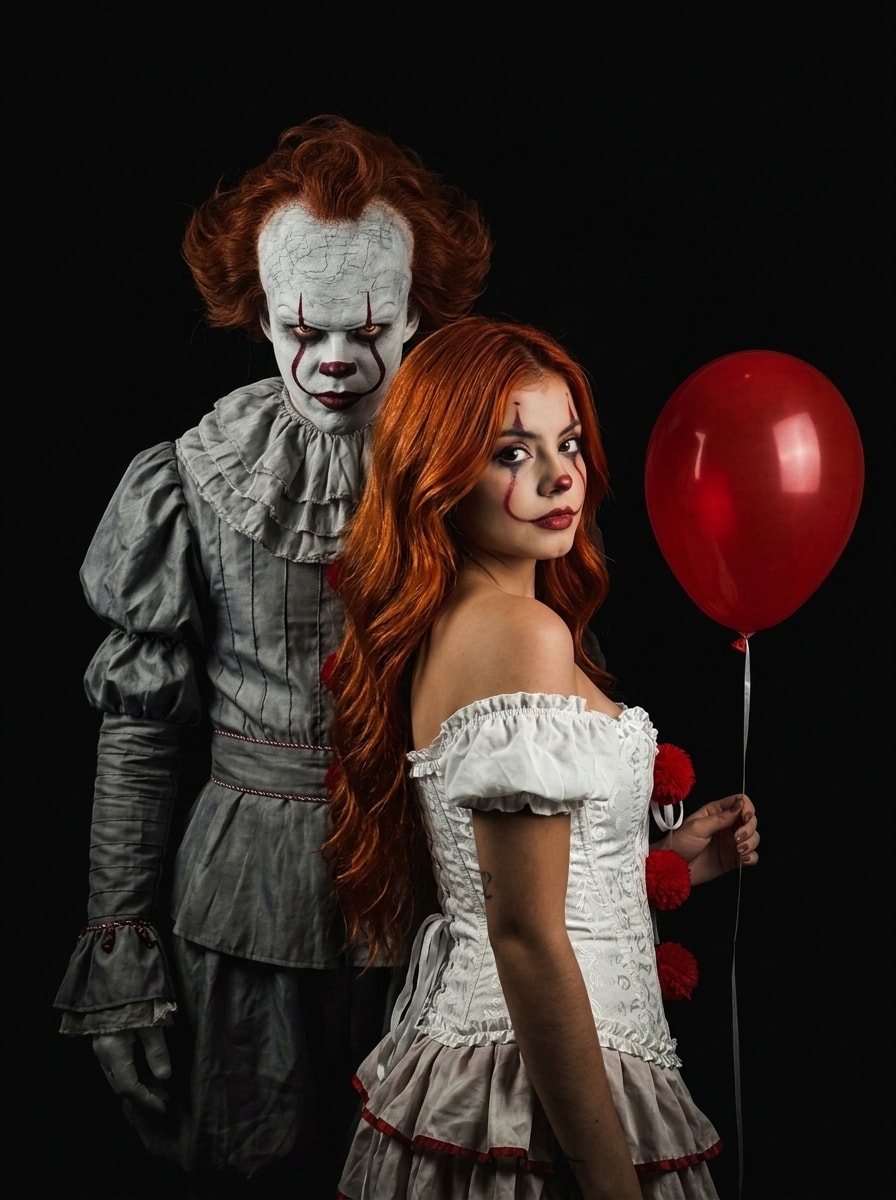 Ominous Clown Cosplay Duo Portrait 生成效果示例