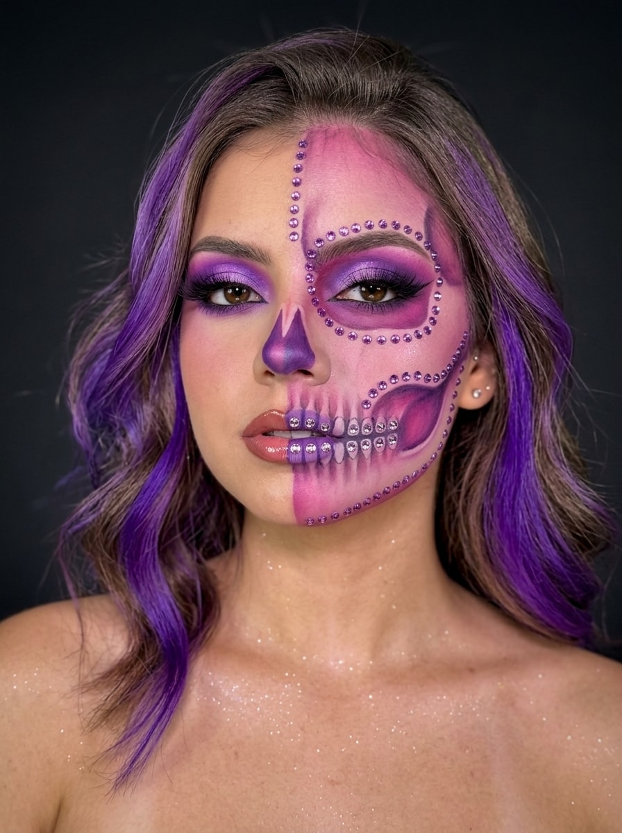Artistic Half-Skeleton Glamour Portrait 生成效果示例